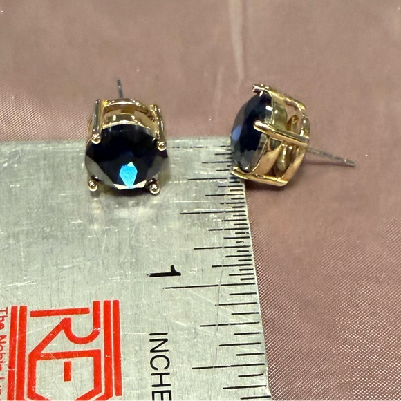 Vintage Y2K KATE SPADE • Navy/Gold Gumdrop Stud Earrings - Picture 7 of 10
